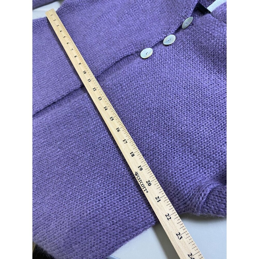 Soft Surroundings Purple Hooded Knit Cardigan Sweater Size Medium Wool Angora - Picture 6 of 13
